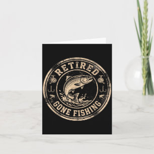 Carte Retraité parti pêcher drôle hobbyiste vintage timb