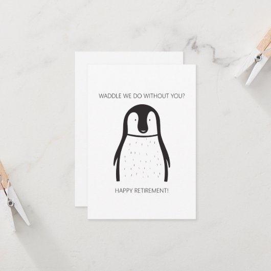 Carte Retraite simple "pingouin" (Devant/Arrière en situation)