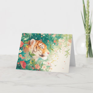 Carte Retraite Tranquille du Tigre Parmi les Fleurs
