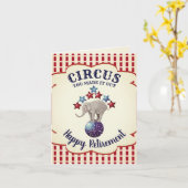 Carte Retraite Vintage de l'éléphant du cirque (Fleur jaune)