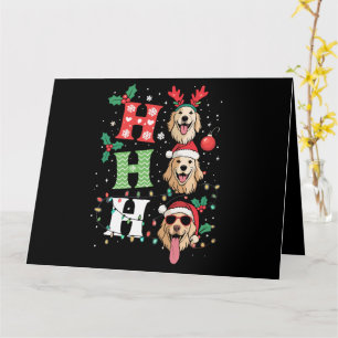 Carte Rétrieurs Ho Ho Ho dorés de Noël