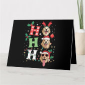 Carte Rétrieurs Ho Ho Ho dorés de Noël (Devant)