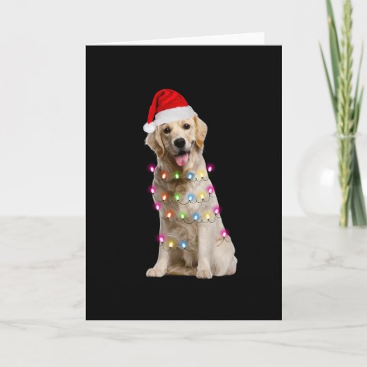 Carte retriever doré assis avec noël (Devant)