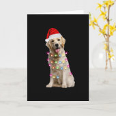 Carte retriever doré assis avec noël (Fleur jaune)