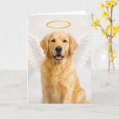 Carte Retriever doré avec des ailes d'ange (Fleur jaune)
