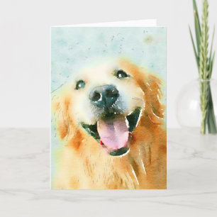 Carte Retriever doré souriant en aquarelle