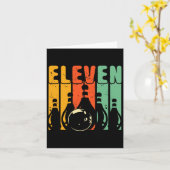 Carte Retro 11e anniversaire Bowling design tournant 11 (Fleur jaune)