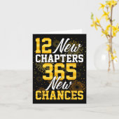 Carte Rétro 12 Nouveaux Chapitres 365 Nouvelles Chances  (Fleur jaune)