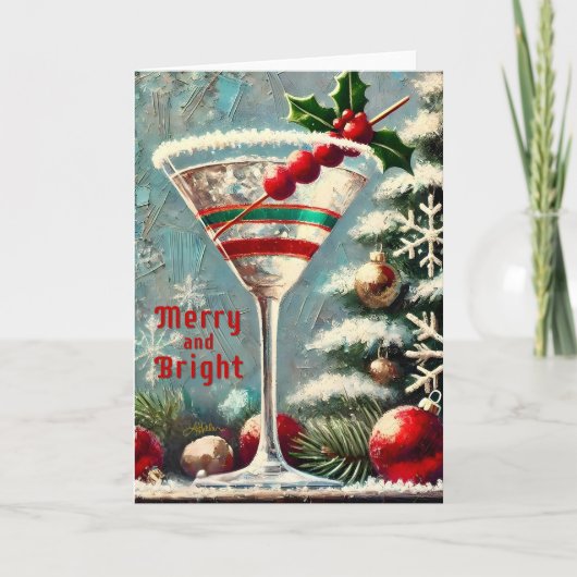 Carte Retro 50 Cranberry Snowflake Noël Martini (Devant)