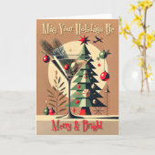Carte Retro 50s Jet Set Martini de Noël arbre (Fleur jaune)