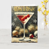 Carte Retro 50s Triple Cranberry Christmas Martini (Fleur jaune)