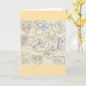 Carte Retro 80s 90s Nostalgic Cassette Mix Tape Pattern (Fleur jaune)