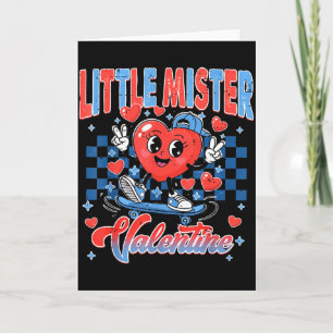 Carte Retro à carreaux Little Mister Valentine patinant