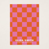 Carte Retro À damiers bijoux orange rose (Devant)