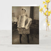 Carte Retro Accordion Girl (Fleur jaune)