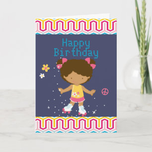 Carte Retro African American Roller Sking Anniversaire
