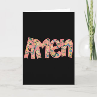 Carte Retro Amen floral Coquette noeud Jésus fille femme