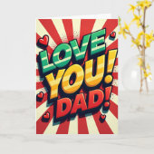Carte Rétro Amour Papa (Fleur jaune)