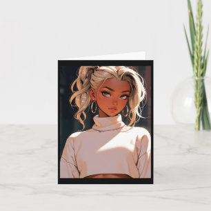 Carte Retro Anime élégant Blonde Girl Élégante mode Lo