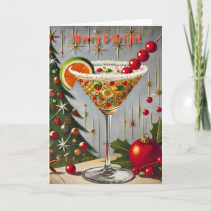 Carte Retro années 50 Cocktail de bonbons de Noël Merry