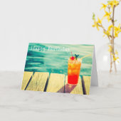 Carte Rétro anniversaire de piscine de coucher du soleil (Fleur jaune)