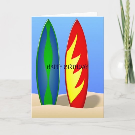 Carte Retro Anniversaire De Surf De Planches De Surf Zazzle Be