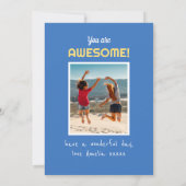 Carte Retro Anniversaire Personnalisé Nom 2 Photo Bleu V (Dos)