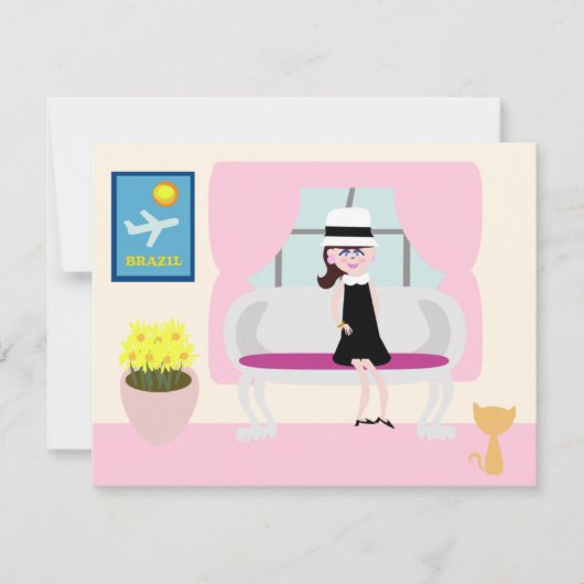 Carte Retro Art Cartoon Petit déjeuner avec Stephanie (Devant)