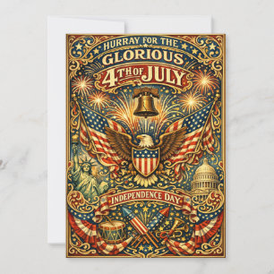 Carte Rétro Art nouveau Jour de l'Indépendance du 4 juil
