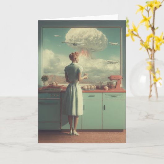 Carte Retro Atomic Kitchen Surreal Art (Fleur jaune)