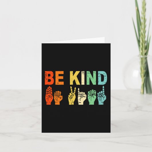 Carte Retro Be Kind Main Sign ASL Sensibilisation sur l' (Devant)