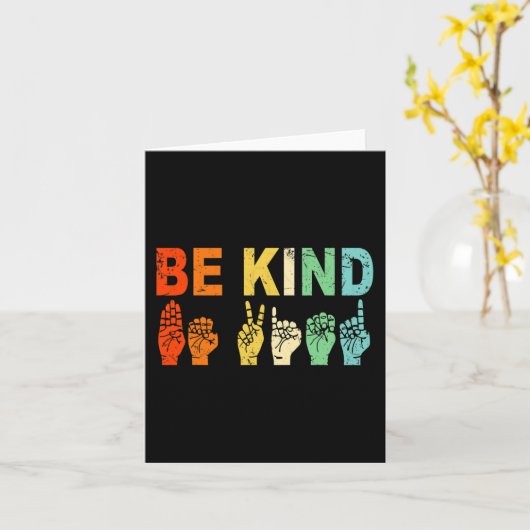 Carte Retro Be Kind Main Sign ASL Sensibilisation sur l' (Fleur jaune)
