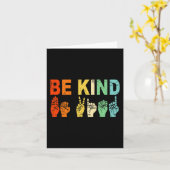 Carte Retro Be Kind Main Sign ASL Sensibilisation sur l' (Fleur jaune)