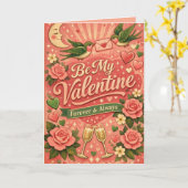 Carte Retro Be My Valentine Custom (Fleur jaune)