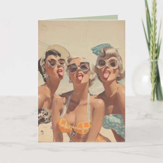 Carte Retro Beach Pin-Up Vibes (Devant)