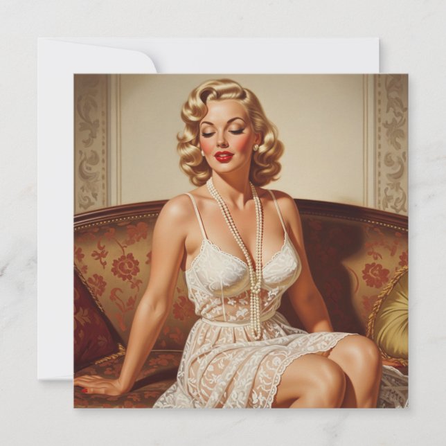 Carte Retro Beautiful Blonde 50's Style (Devant)