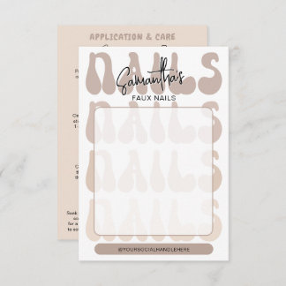 Carte Retro Beige Acrylic Nails Care Guide Display Cards