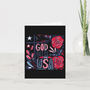 Carte Retro Boho Floral Dieu Béni Les Usa Christian 4th