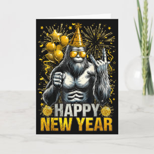 Carte Rétro Bonne Année 2026 Amoureux de Bigfoot Nouvel