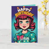 Carte Retro Bonne fille d'anniversaire (Fleur jaune)