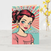 Carte Retro Bonne fille d'anniversaire (Fleur jaune)