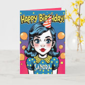 Carte Retro Bonne fille d'anniversaire (Fleur jaune)