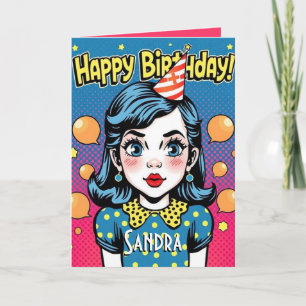Carte Retro Bonne fille d'anniversaire