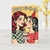 Carte Retro Bonne fille d'anniversaire (Fleur jaune)