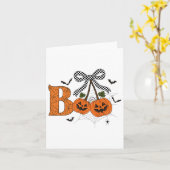 Carte Retro Boo Ghost Citrouille Cherries Bow Halloween  (Fleur jaune)