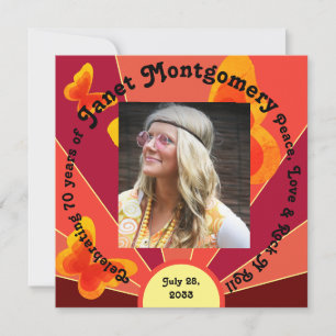 Carte Retro Boomer Hippy Sunrise Photo Anniversaire