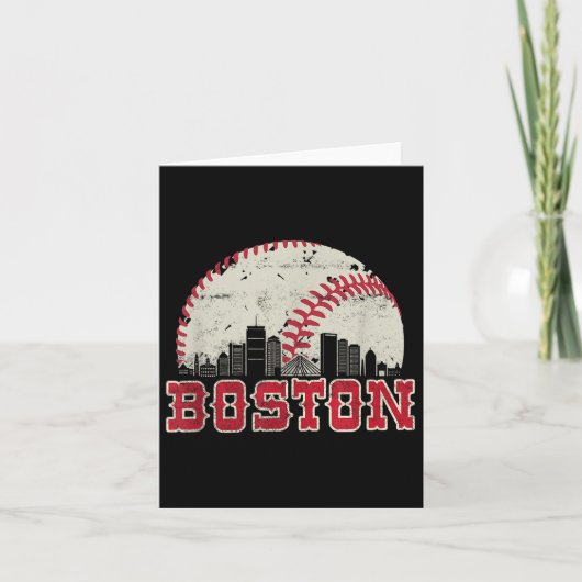 Carte Retro Boston Skyline Baseball Vintage (Devant)