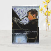 Carte Retro Boy Appel Félicitations (Fleur jaune)