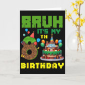 Carte Retro Bruh It's My 8th Bday Pixel Cake Gamer 8 Yea (Fleur jaune)
