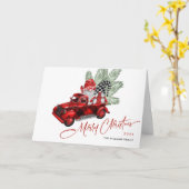 Carte Retro Buffalo Red Truck Gnomes Rustique Noël (Fleur jaune)